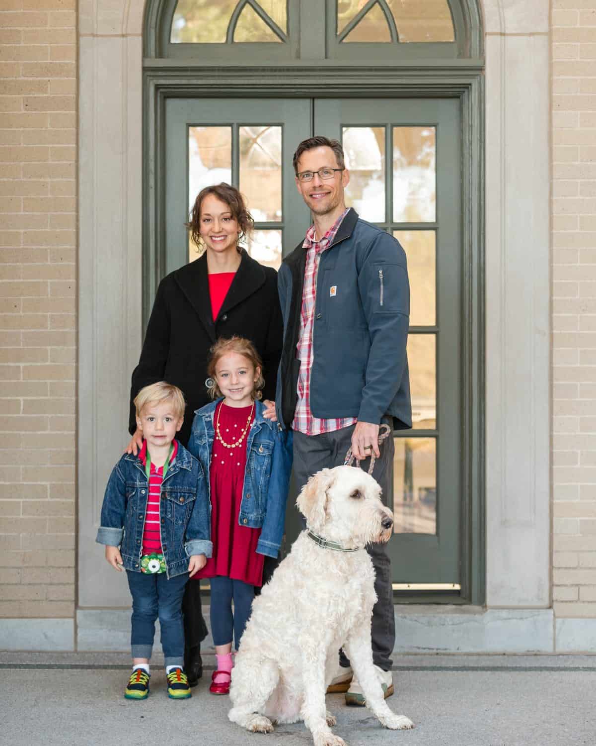 Dr. Melissa Jackson with her family and dog